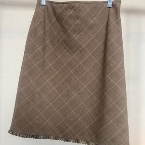 Tahari Brown Checkered A-Line Skirt